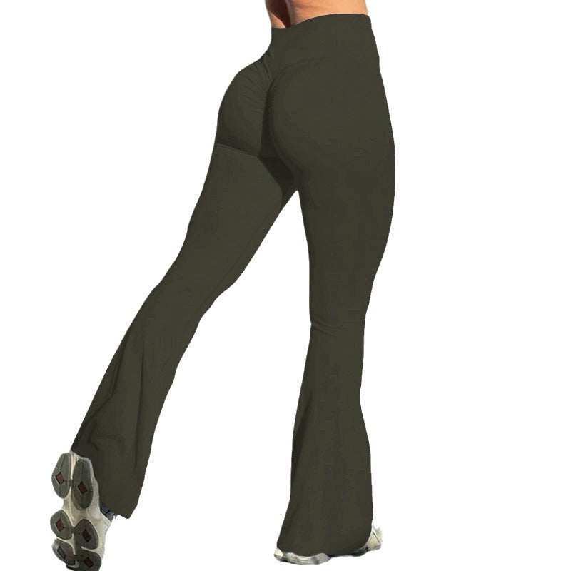 Yoga Rear Wrinkle Slim Fit Bell-bottom Pants Sports Quick-drying Sweat Absorbent Peach Hip Tight Pants