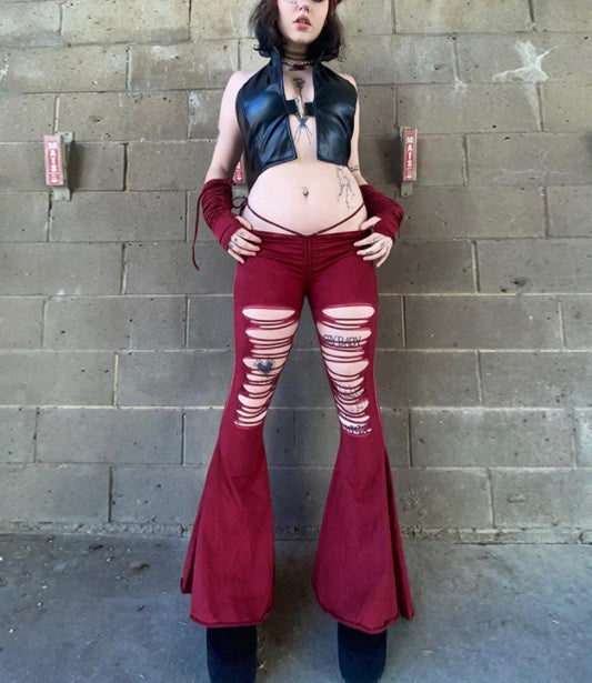 Slim Fit Hollow Out Drawstring Spicy Girls' Bell Pants