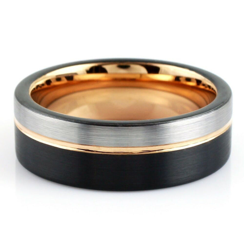 Trendy 8mm Black Tungsten Carbide Wedding Rings For Men