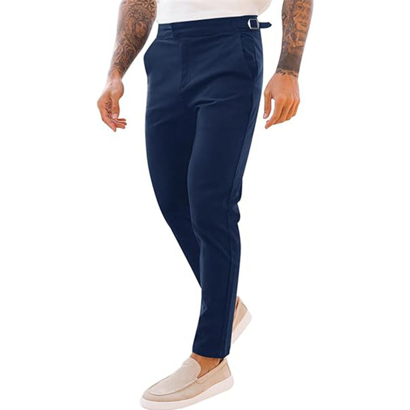 Men's Slim Fit Casual Fashion Street Stretch Twill Mid Waist Pencil Pants
