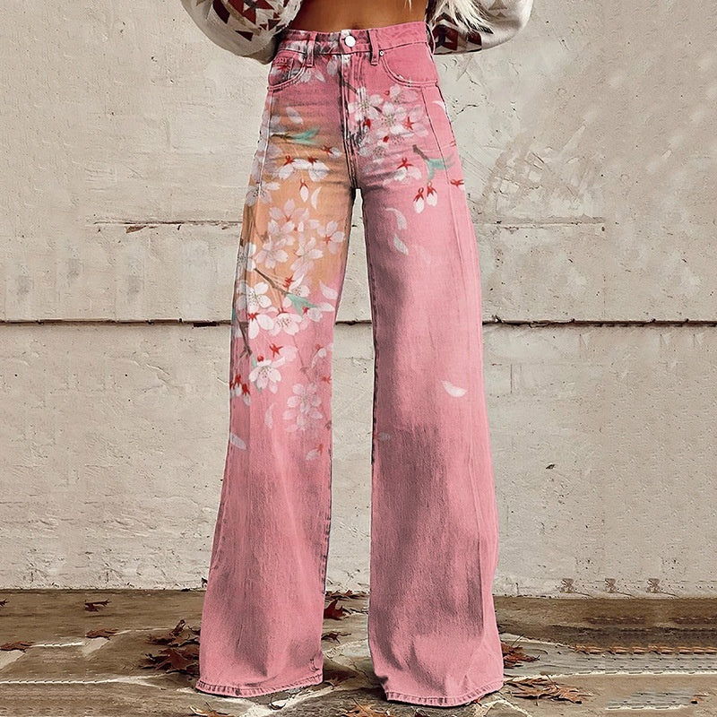 New 3D Thermal Transfer Bell-bottom Pants