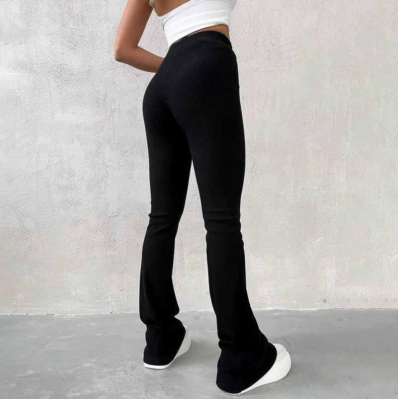 Women's Solid Color Slim Fit Fashion Micro Flared Pants