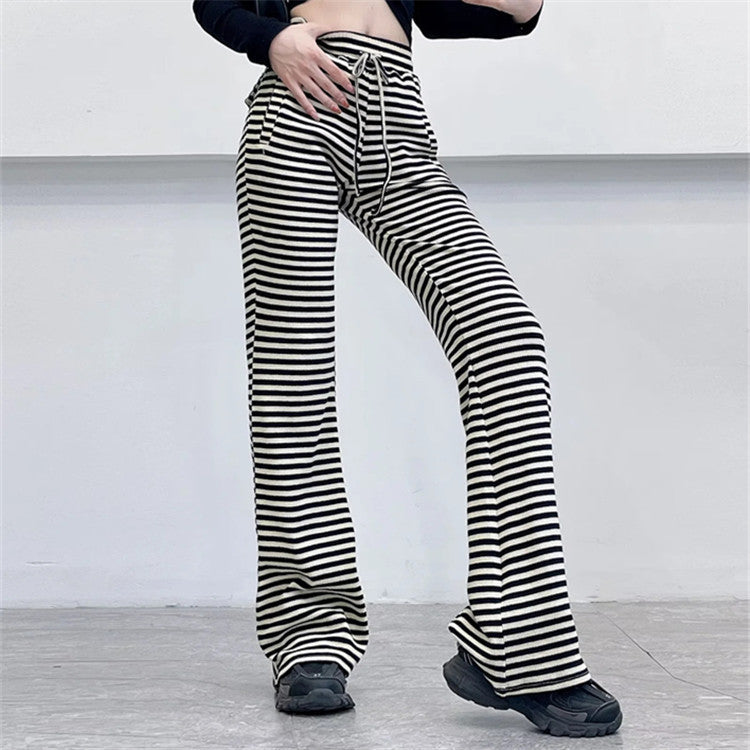Contrast Color Stripes Bell-bottom Pants