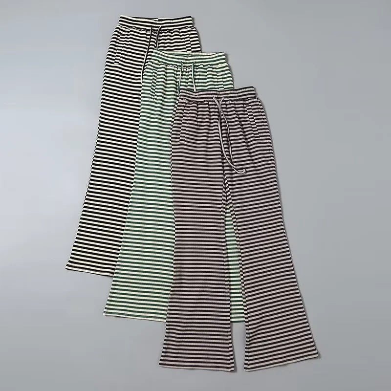 Contrast Color Stripes Bell-bottom Pants