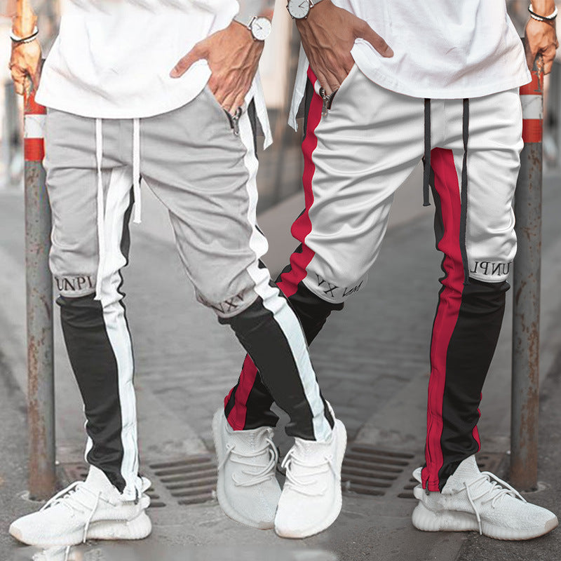 Patchwork stretch fit pants