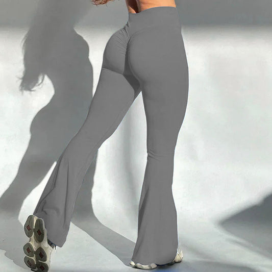 Yoga Rear Wrinkle Slim Fit Bell-bottom Pants Sports Quick-drying Sweat Absorbent Peach Hip Tight Pants