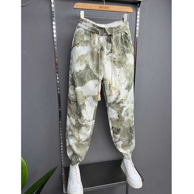 Jacquard Stretch Slim Fit Men's Ankle-tied Pants