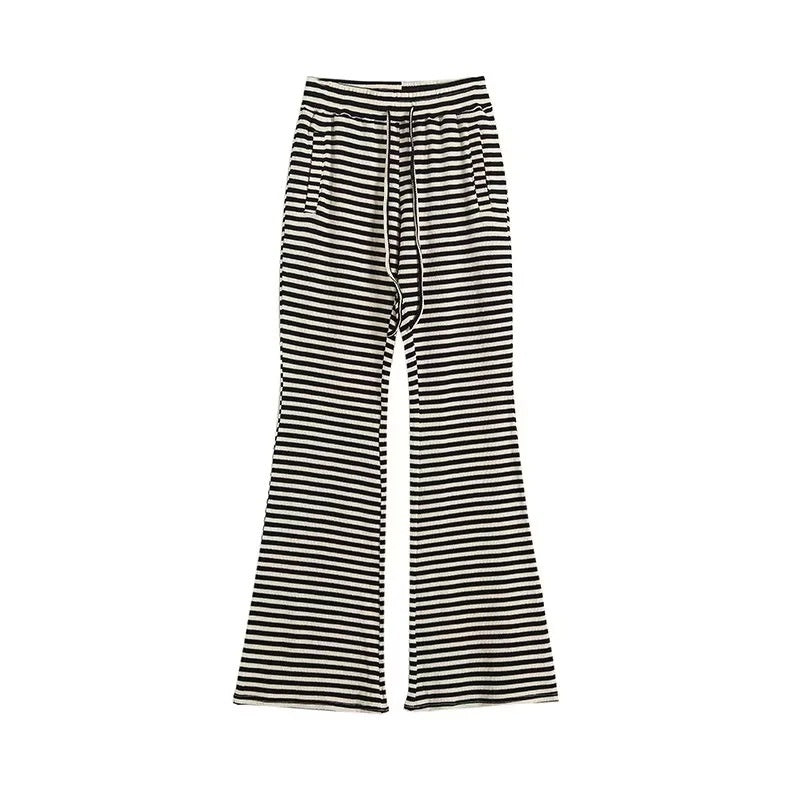 Contrast Color Stripes Bell-bottom Pants