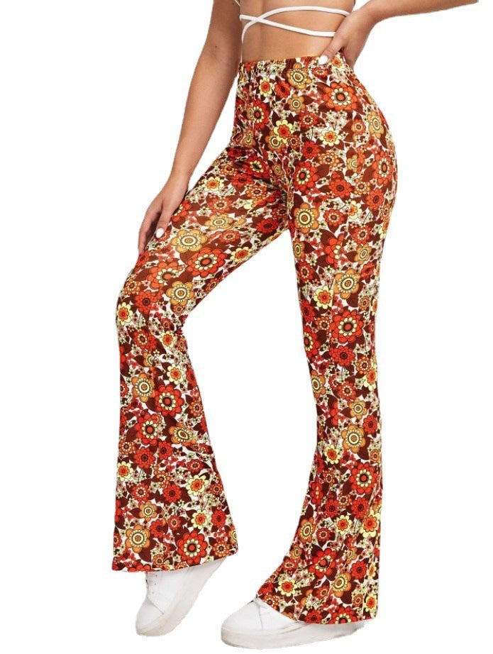 Fashion Printing Hip Hop Style Bell-bottom Pants
