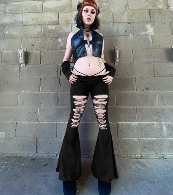 Slim Fit Hollow Out Drawstring Spicy Girls' Bell Pants