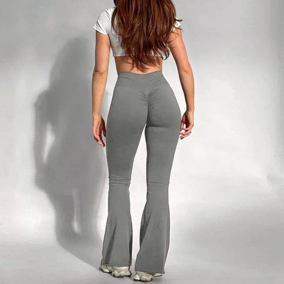 Yoga Rear Wrinkle Slim Fit Bell-bottom Pants Sports Quick-drying Sweat Absorbent Peach Hip Tight Pants