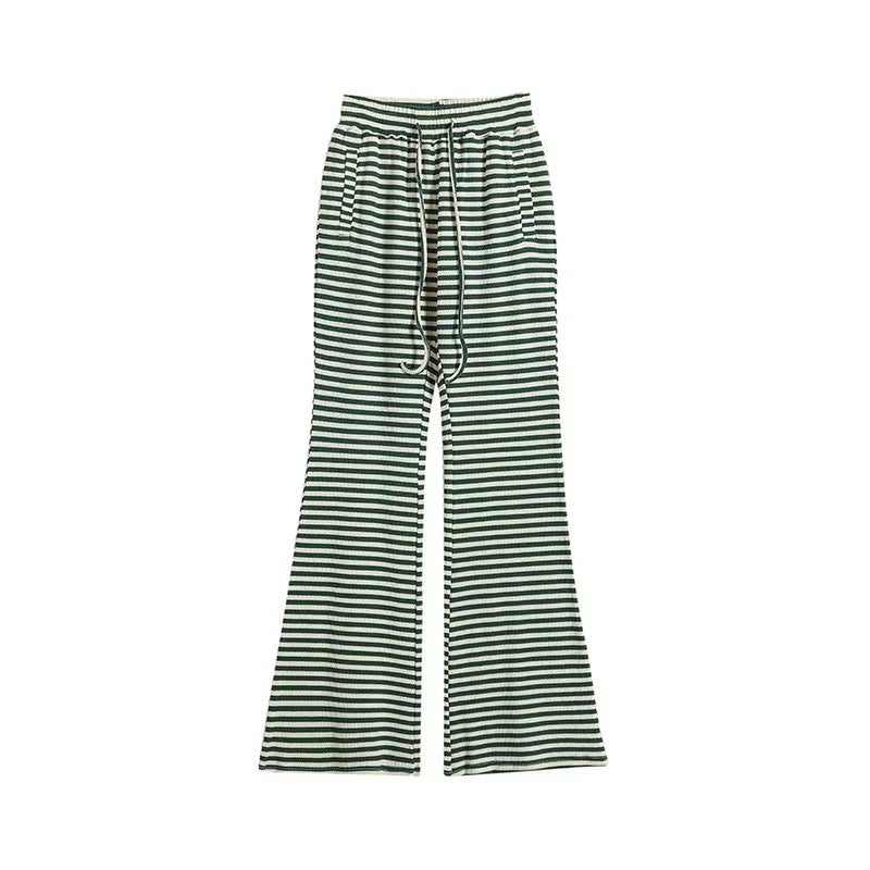 Contrast Color Stripes Bell-bottom Pants
