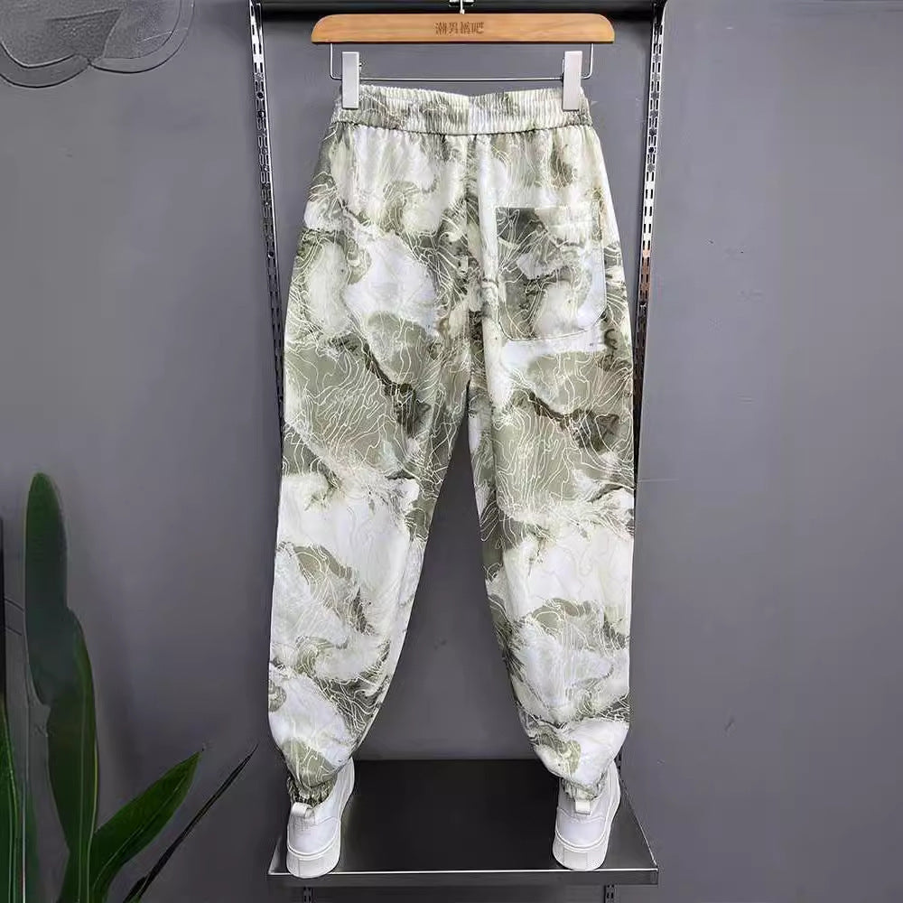 Jacquard Stretch Slim Fit Men's Ankle-tied Pants