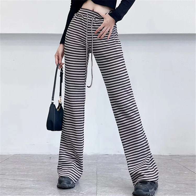 Contrast Color Stripes Bell-bottom Pants