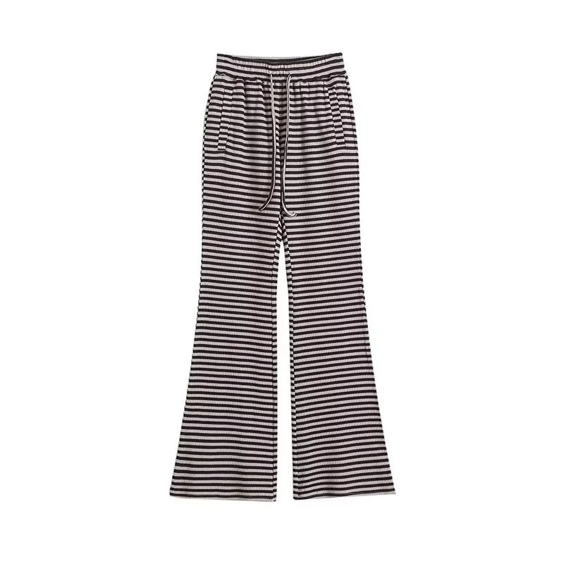 Contrast Color Stripes Bell-bottom Pants