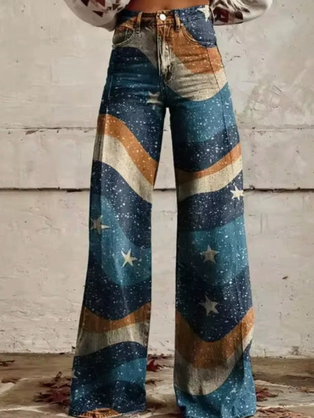 New 3D Thermal Transfer Bell-bottom Pants