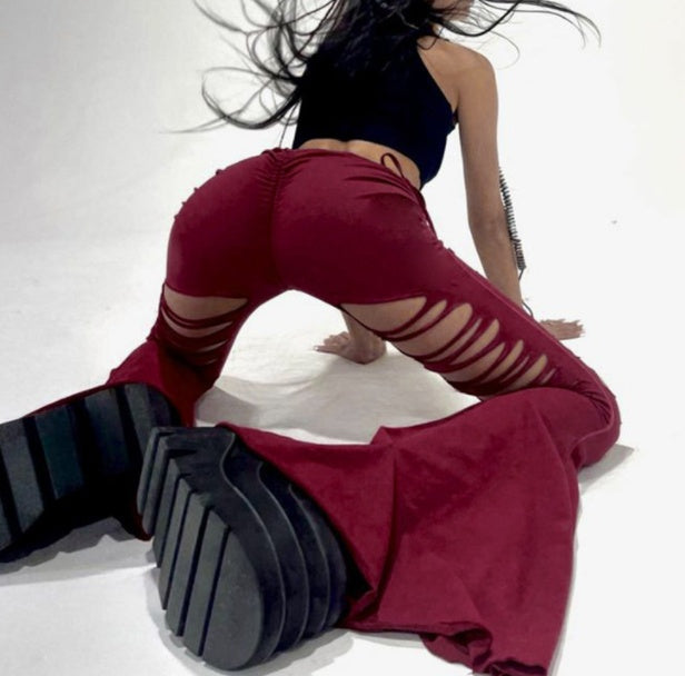 Slim Fit Hollow Out Drawstring Spicy Girls' Bell Pants